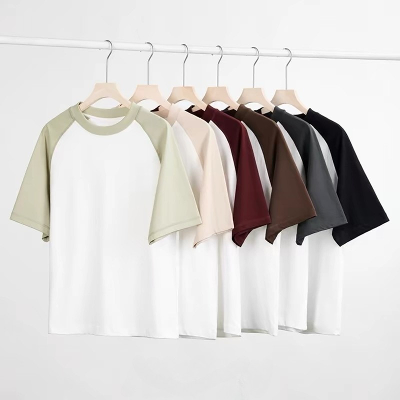 Chaistyle เสื้อยืดผู้ชาย เสื้อฤดูร้อน สีตัดกัน แมทช์ลุคง่าย คอกลมแขนสั้น ใส่ได้ทั้งชายและหญิง