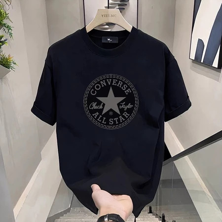 Converse All Star Logo เสื้อยืดผู้ชายและผู้หญิง - เสื้อยืด Cotton Plain พรีเมี่ยม - เสื้อยืดลําลองอินเทรนด์