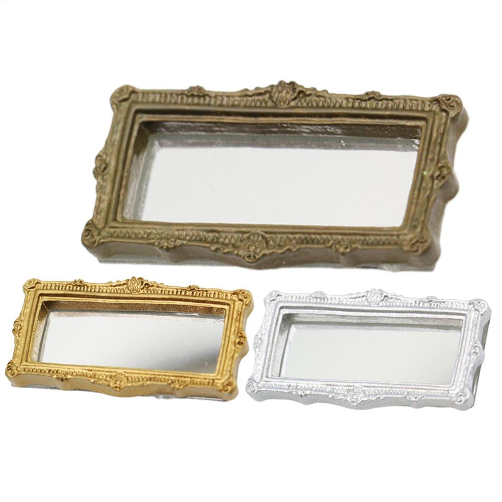 Dollhouse Frame Mini Mirror Accessories Furniture Miniature Mirror Wall Room Mirror bytumth