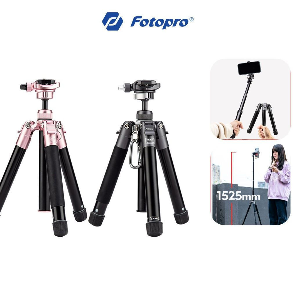 Fotopro FY-820/810 ขาตั้งกล้องแบบพกพาสําหรับกล้อง DSLR และสมาร์ทโฟน, ขาตั้งมัลติฟังก์ชั่นสําหรับการถ่ายภาพวิดีโอถ่ายทอดสด Vlogging