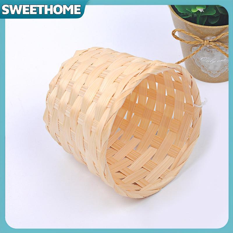 SWEETHOME ใหม่ Handmade ไม้ไผ่หม้อ Wier ตะกร้าฟาง Patchwork Wier หวาย Seagrass Storage Organizer เนอ