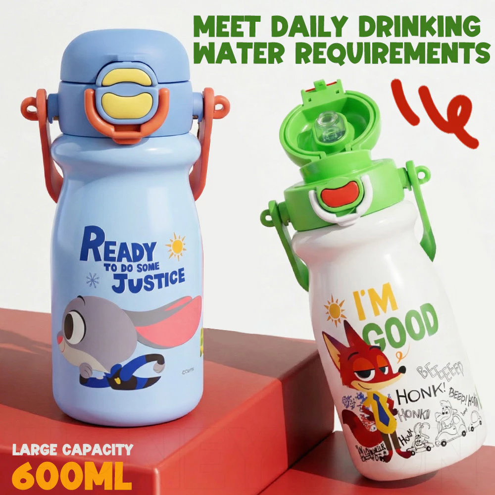 Disney x HoneyLion กระติกน้ํา 316L เกรดการแพทย์ 600ml ดื่มได้ 3 แบบ ไร้สาร BPA เก็บความเย็น/ร้อนดีเยี่ยม พร้อมสายสะพาย thumbnail 5