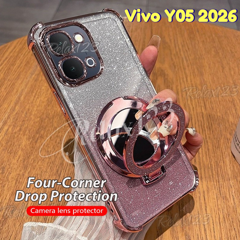 สําหรับVivo Y05 4GชุบGlitterกระจกซิลิโคนกันกระแทกสําหรับVivo Y 05 VIVO Y05 vivo Y05 05Y Y05Vivo Vivo