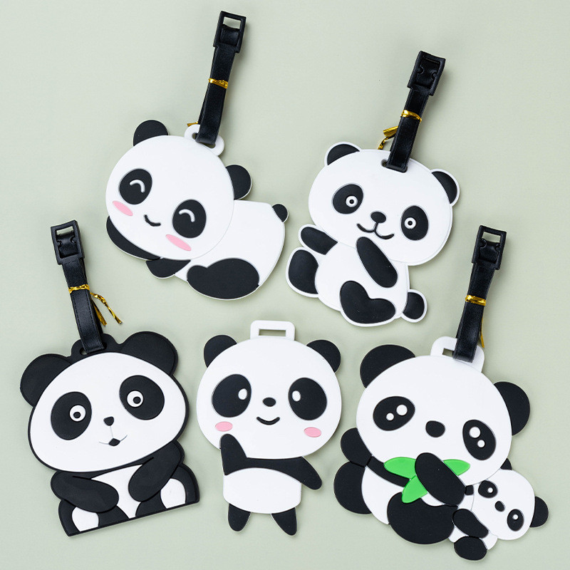 Travel Boarding Pass Work Pass กระเป๋าเดินทางแท็กการ์ตูน Creative pvc Cultural Creative ของขวัญ Panda กระเป๋าเดินทางป้ายสัญลักษณ์ UHKI