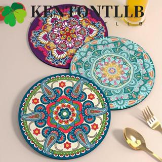 KENTONTLLB 3PCS Placemat, ยางกันน้ํา Mandala Coaster, ตาราง …