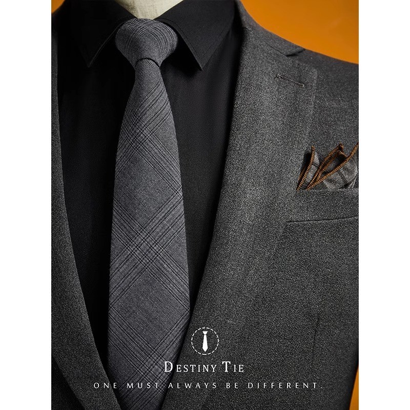 ผู้ชายอย่างเป็นทางการชุดสูทธุรกิจ Tie สีเทาดึงสไตล์ Knot-ฟรีเจ้าบ่าวงานแต่งงาน Hand-Made ของขวัญกล่อ