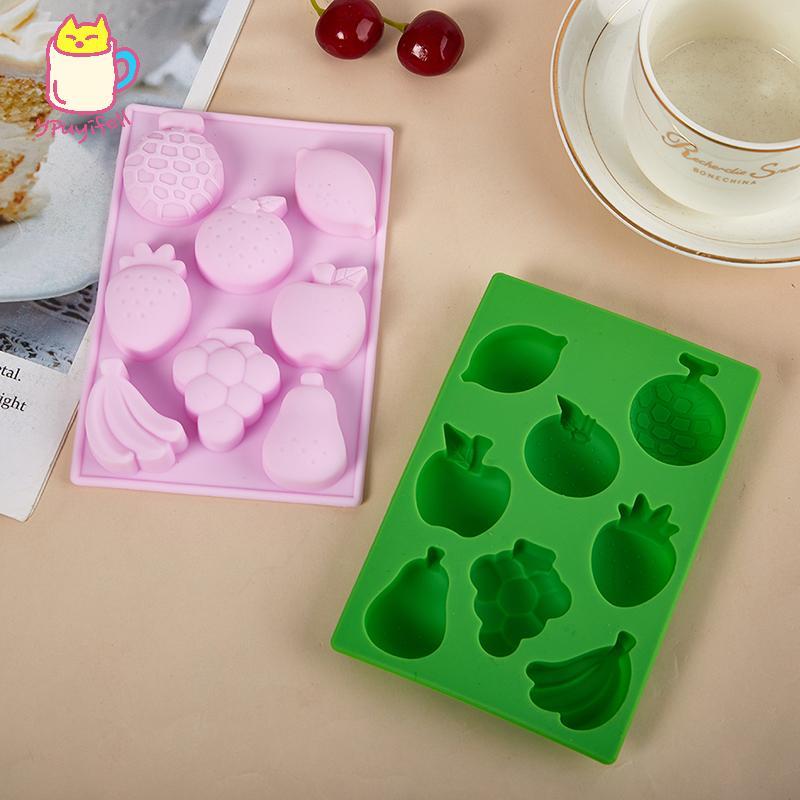 [YPU] 3 มิติการ์ตูนFood Shaped Silicon Mould Strawberry Banana Watermelon Pear DIY Soap Chocolate Ca