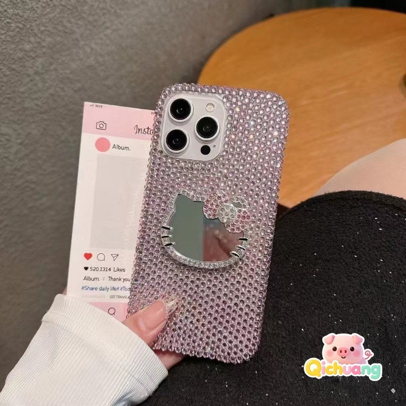 Bling Cat Make-up Mirror Case สําหรับ OPPO Realme V60 Pro V50 V50s V30 V30T V25 V20 V15 V13 V11 V11s
