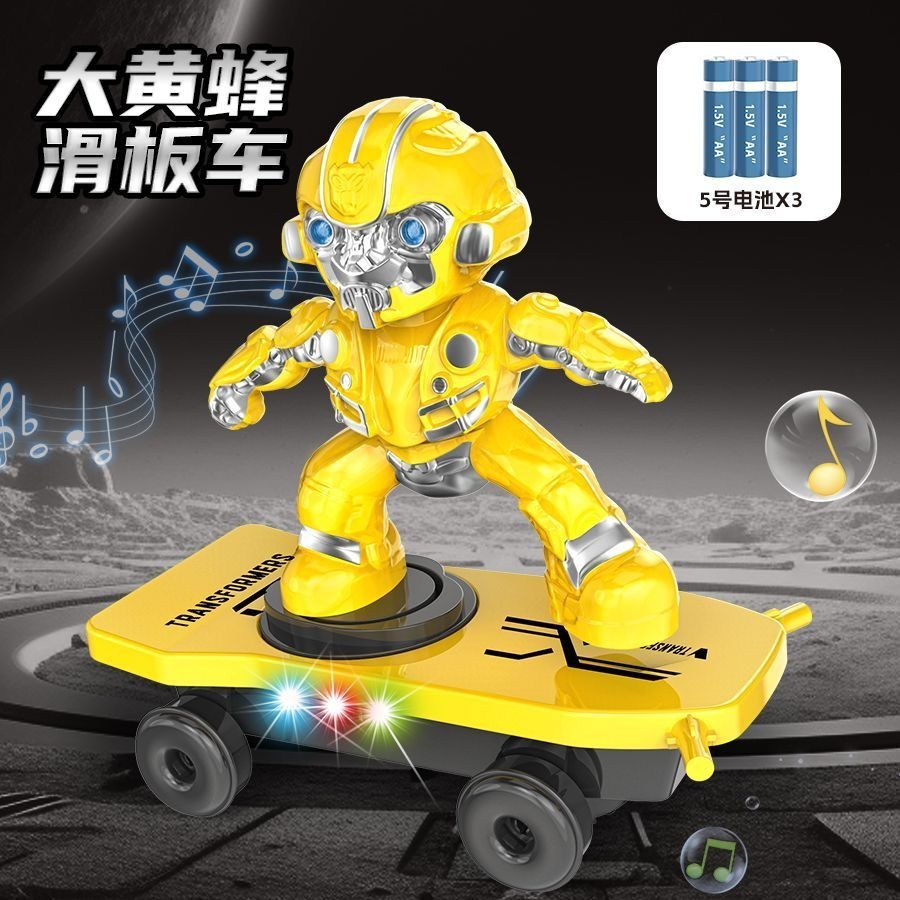 Bumblebee ขนาดใหญ่ Stunt Rolling Scooter หุ่นยนต์ไฟฟ้าของเล่นเด็ก Transformers รีโมทคอนโทรลรถของขวัญ