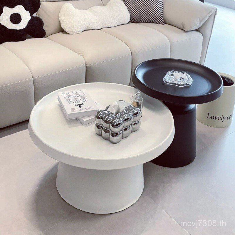 Min Apartment Nordic Simple Dormani ครีมสุทธิโต๊ะกาแฟม้ารอบห้องนั่งเล่นสีแดงโมเดิร์นเหล็กในครัวเรือน