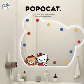 สติ๊กเกอร์แต่งกระจก Hello Kitty สีสันสดใส 🪞 กันน้ำ ลอกออกไม่ทิ้งคราบกาว ตกแต่งห้องน้ำน่ารัก