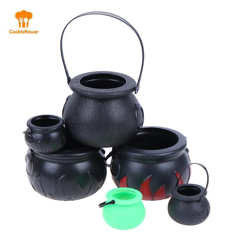 CKFR Halloween Candy Kettles Pot Halloween Cauldron Buet พร้อมที่จับของเล่นเด็ก
