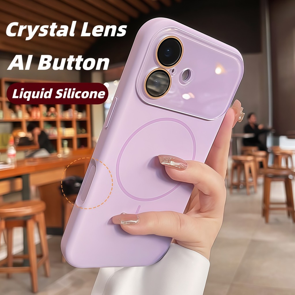 2026 ใหม่ปลอกคริสตัลเลนส์ป้องกันลายนิ้วมือซิลิโคนเหลวแม่เหล็กเคสโทรศัพท์สําหรับ ไอโฟน 13 14 15 16 17 มือโปร สูงสุด