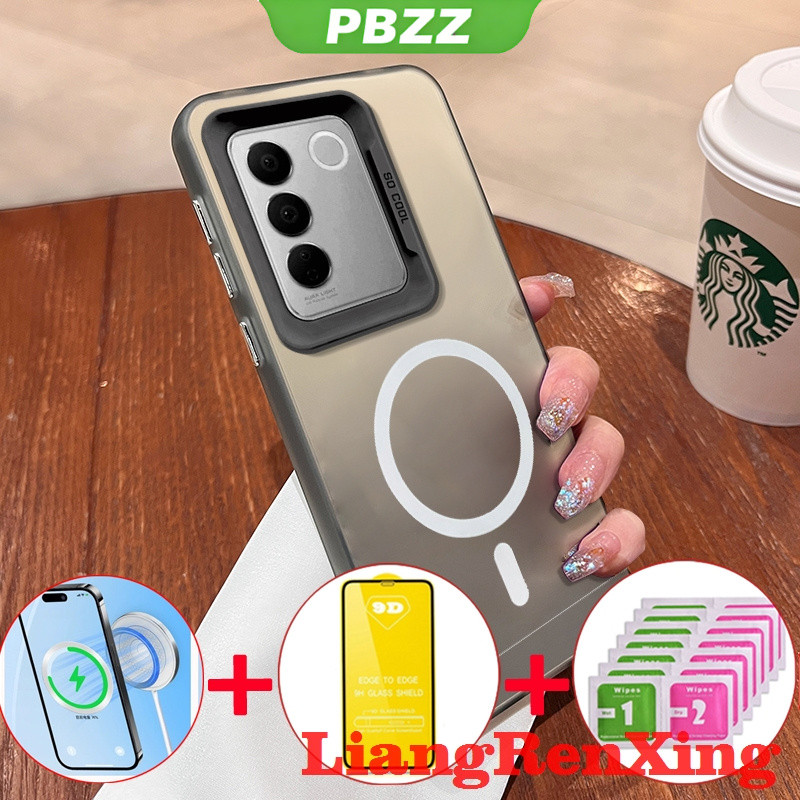 PBZZ 4 in 1 พร้อม 9D Soft Film case สําหรับ VIVO V27 5G VIVO V27E VIVO Y100 VIVO V29E VIVO V29 5G เคสโทรศัพท์ hard case TPU กันกระแทกออกแบบใหม่ไร้สาย CYMBS01