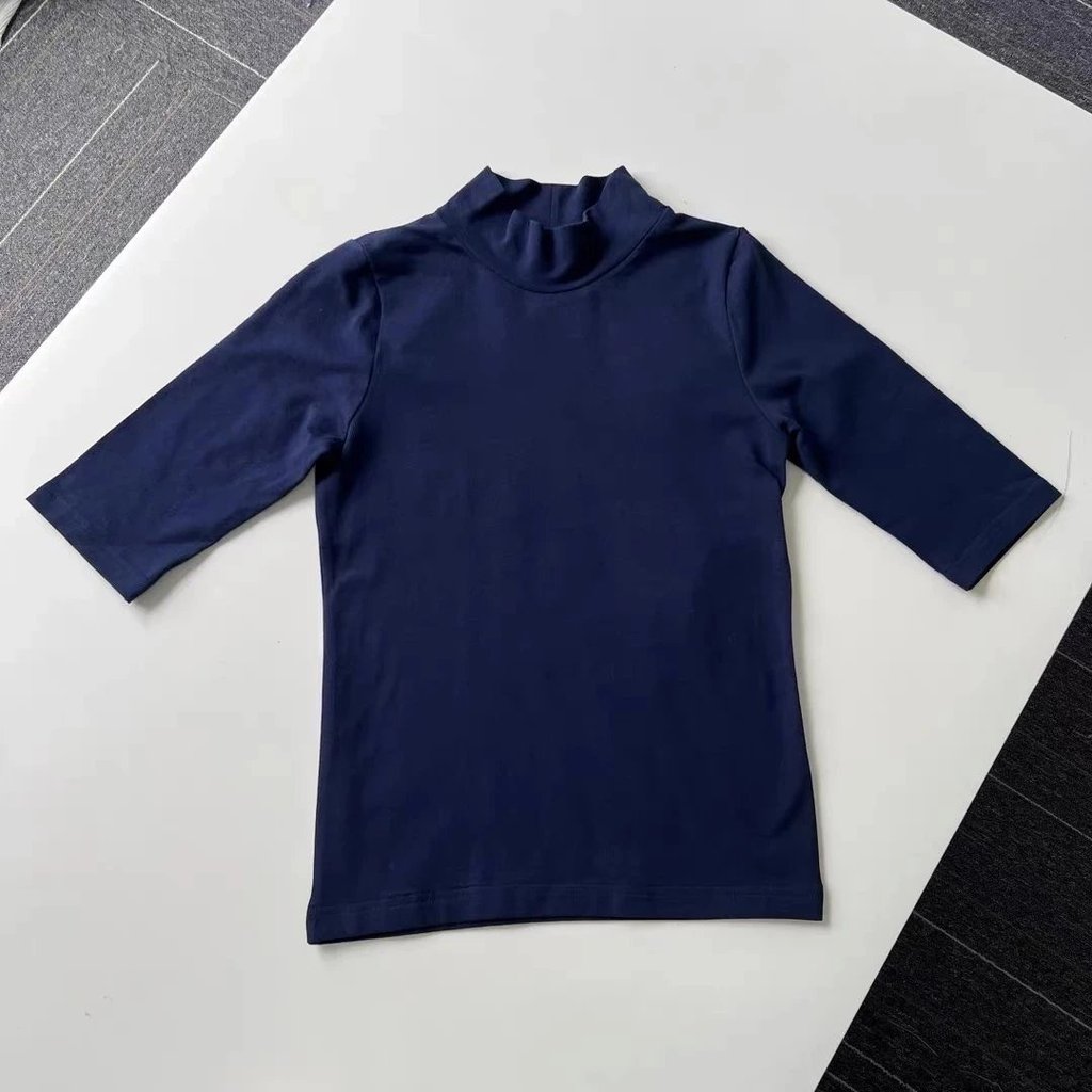 Bale * nca * ga คอเต่าขนาดเล็กครึ่งเสื้อยืดแขนยาว Bottoming เสื้อ FW23SS 3B Tights แขนสั้นสาม Quarte