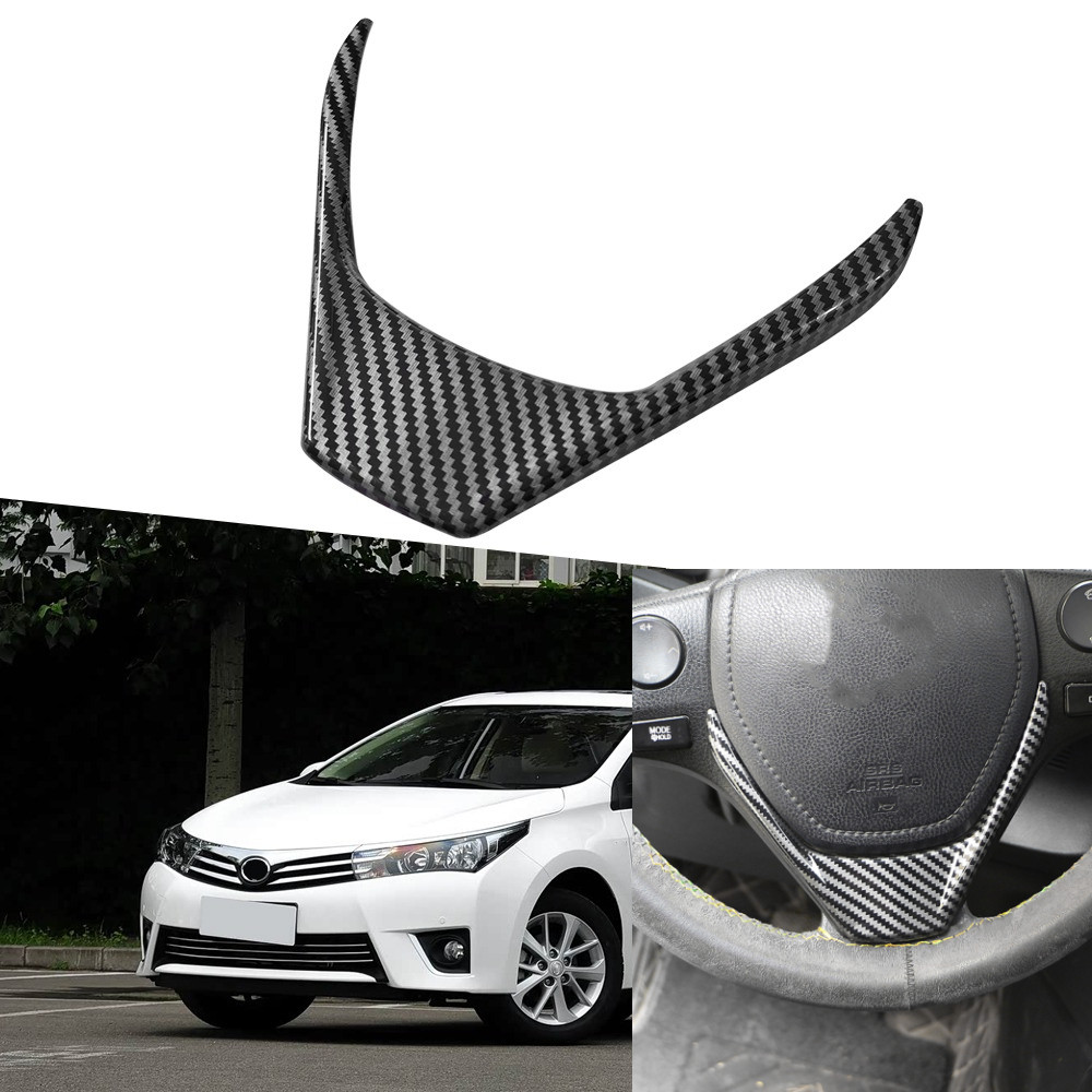 สําหรับ Toyota Corolla Altis 2014-2019 RAV4 2014-2018 ฝาครอบพวงมาลัยตกแต่งพวงมาลัย Patch คาร์บอนไฟเบอร์รถอุปกรณ์เสริม