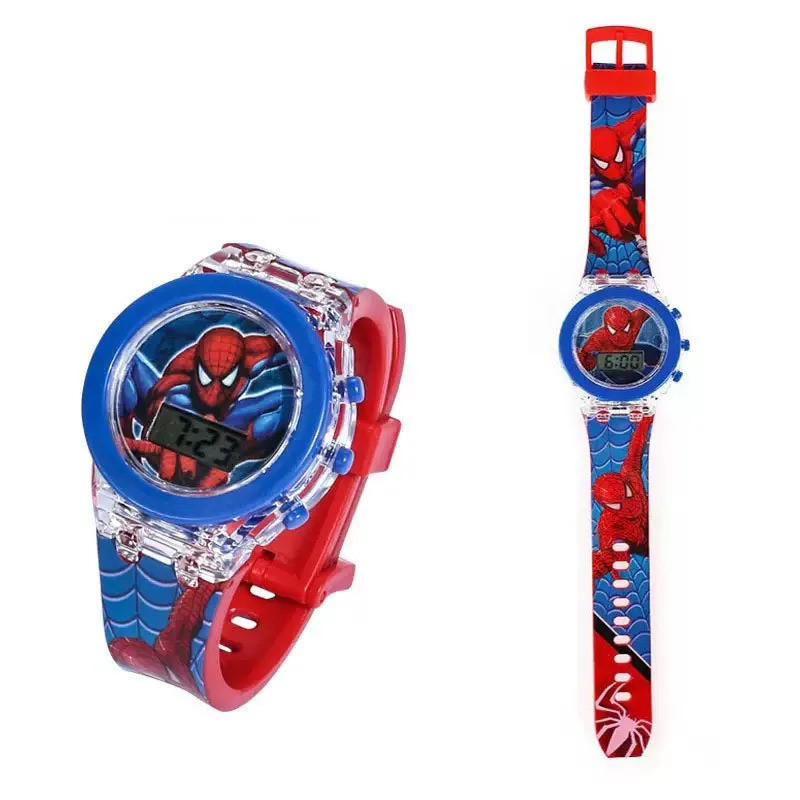 Marvel Anime Flash Spider Man นาฬิกาเด็กการ์ตูน Avenger นาฬิกาเด็ก Boy นาฬิกาของขวัญ