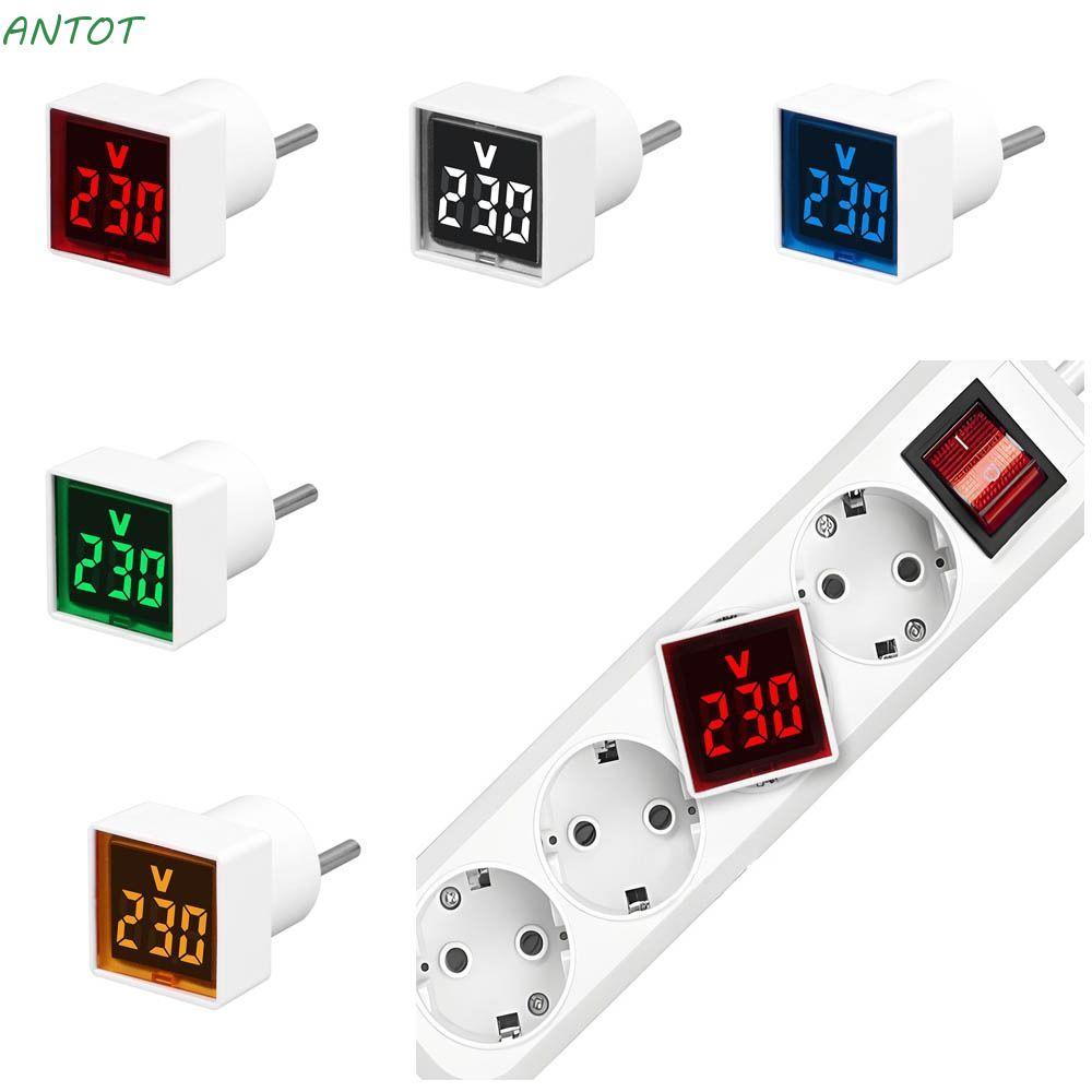 ANTOT โวลต์มิเตอร์สแควร์, ดิจิตอล 220V/230V เครื่องวัดแรงดันไฟฟ้า, แบบพกพา EU Plug Display AC โวลต์ม