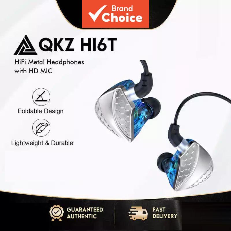 หูฟังแขวนหูแบบมีสาย QKZ Hi6t หูฟังเอียร์บัดโลหะ ควบคุมด้วยสาย หูฟังซับวูฟเฟอร์สําหรับวิ่ง