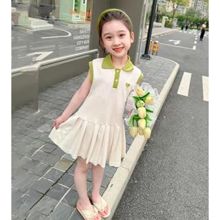 LL Stores พร้อมส่ง ชุดเดรสโปโลสาวน้อยสุดน่ารัก แขนกุด มีปก เ…