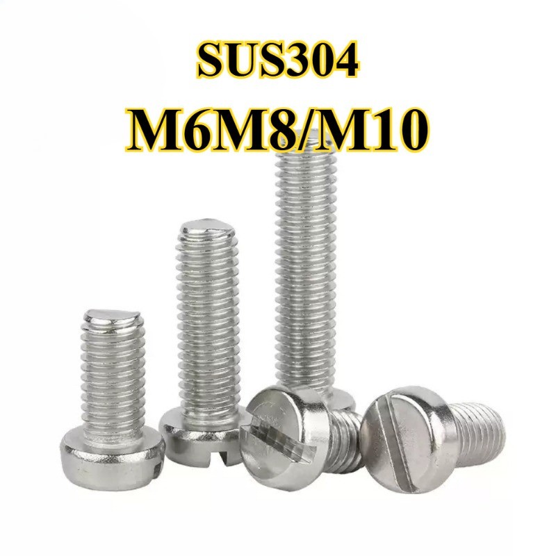 304 สแตนเลสสตีลสกรูหัวทรงกระบอก One-slot GB65 Slotted สกรูรอบหัว Bolt M6M8/M10 SYA