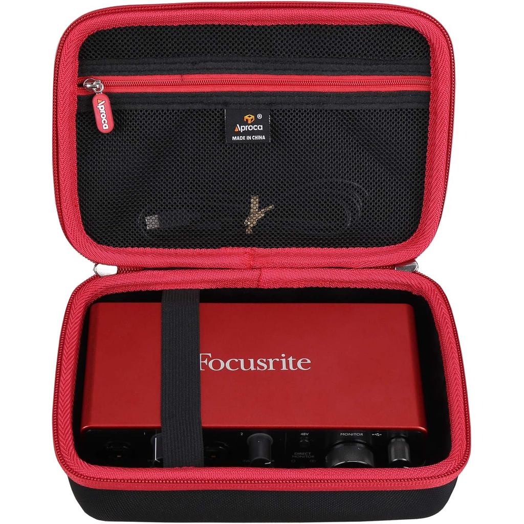 เคส Aproca เข้ากันได้กับ Focusrite Scarlett 2i2 อินเทอร์เฟซเสียง USB 4th Gen, กระเป๋าเก็บของแบบพกพาส