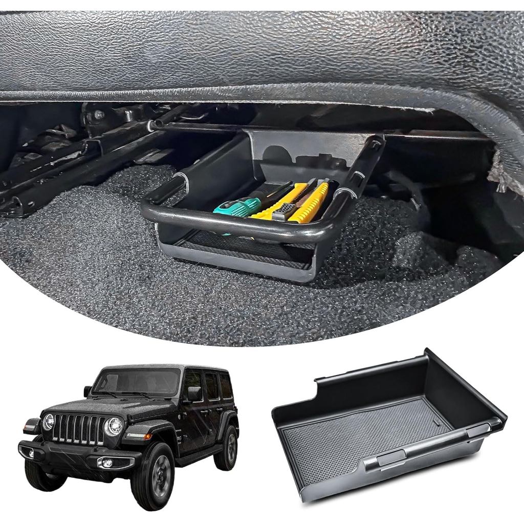 EDBETOS คอนโซลใต้เบาะหน้าถาดเข้ากันได้กับ Jeep Wrangler JL/JLU 2018-2023 2024 2025 และ Jeep Gladiato