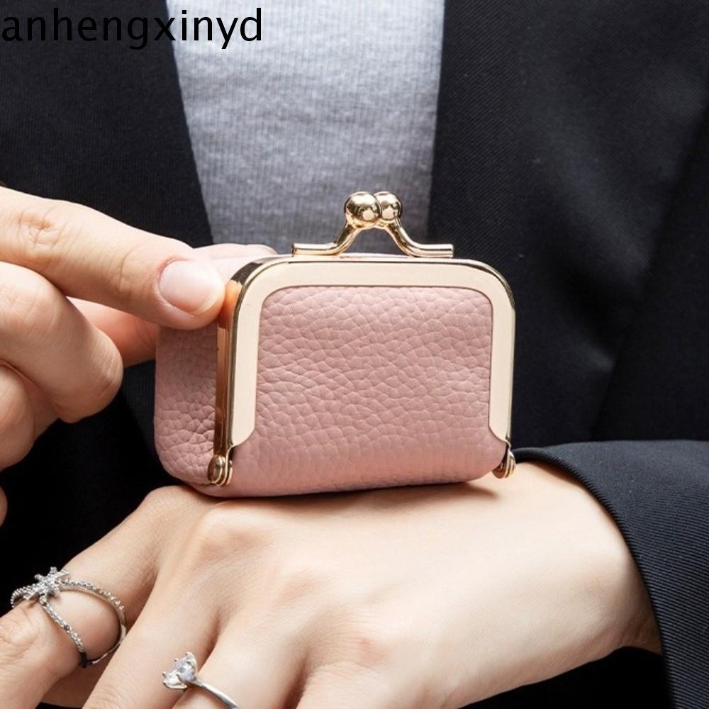 กระเป๋าเครื่องประดับ ANHENGXIN หนัง PU แบบ Mini Square กุญแจล็อกสไตล์ Kiss สำหรับใส่เหรียญและของใช้เล็กๆ