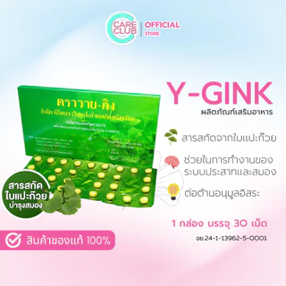 Y-GINK ใบแป๊ะก๊วยสกัด กิงโก บิโลบา ตราวาย-กิง 30 เม็ด