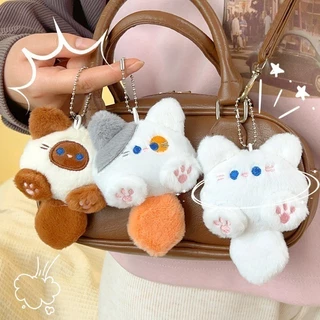 ตุ๊กตาแมวน่ารักตุ๊กตาจี้-ตุ๊กตาตุ๊กตาเสน่ห์พวงกุญแจ-สาวกระเป๋าเป้สะพายหลังพวงกุญแจยัดไส้-ตุ๊กตาสัตว์นุ่มกระเป๋าแมวน้อยจี