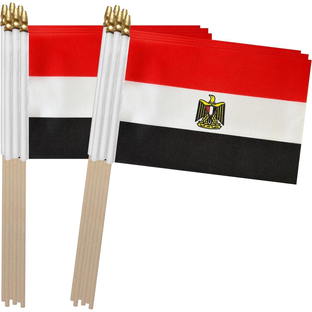 TSMD Egypt Stick Flag Egyptian Small Mini Hand Held Flags,5x8 นิ้ว,12 แพ็ค