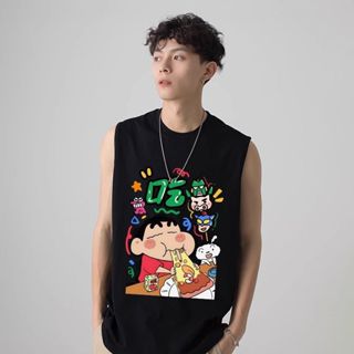 เสื้อกล้ามผู้ชาย ผ้าฝ้ายแท้ 100% ลายกราฟิก ทรงหลวม เกาหลี ใส…