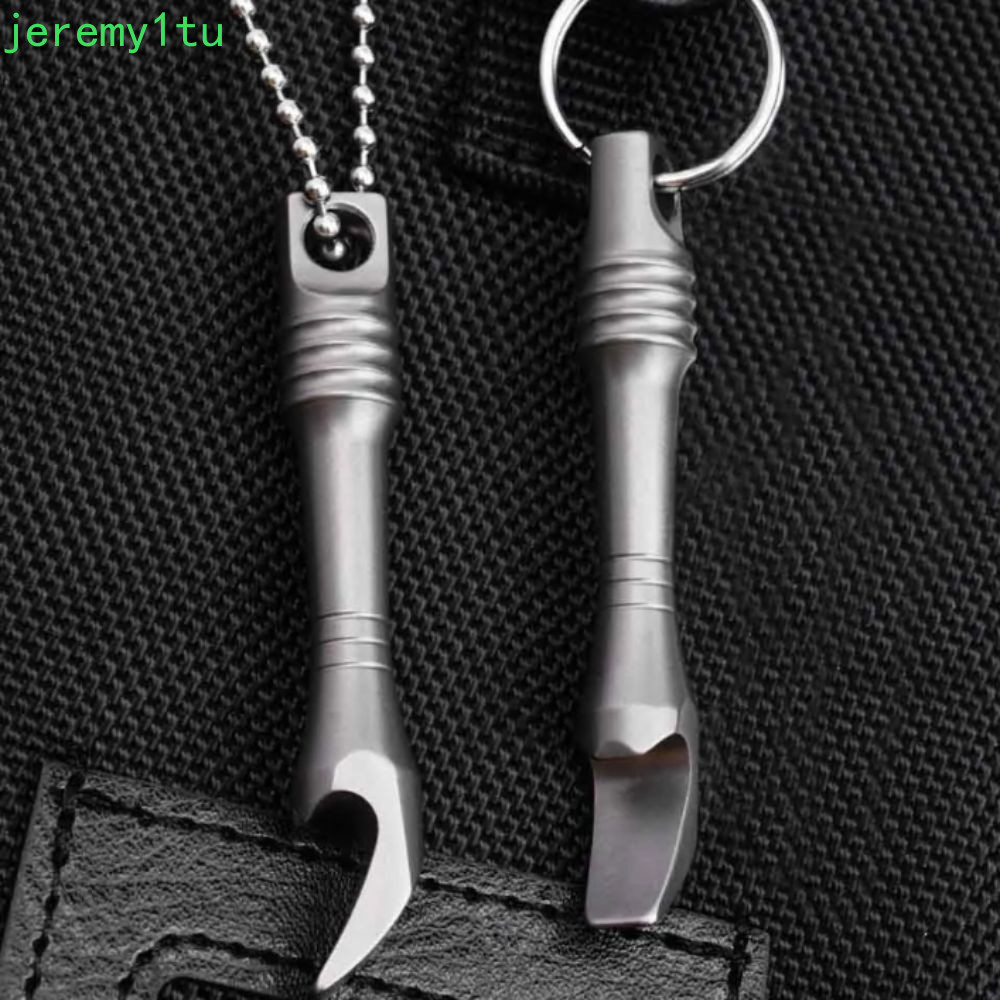 JEREMY EDC เครื่องมืออเนกประสงค์, โลหะผสมไททาเนียมมินิขนาดพวงกุญแจ, พวงกุญแจจี้ Pry Bar สร้อยคออเนกป