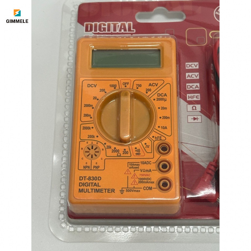 มัลติมิเตอร์ดิจิทัล DT830D มีเสียงเตือน Buzzer วัดแรงดันไฟฟ้า กระแสไฟฟ้า แพ็คเกจพลาสติก Double Blist