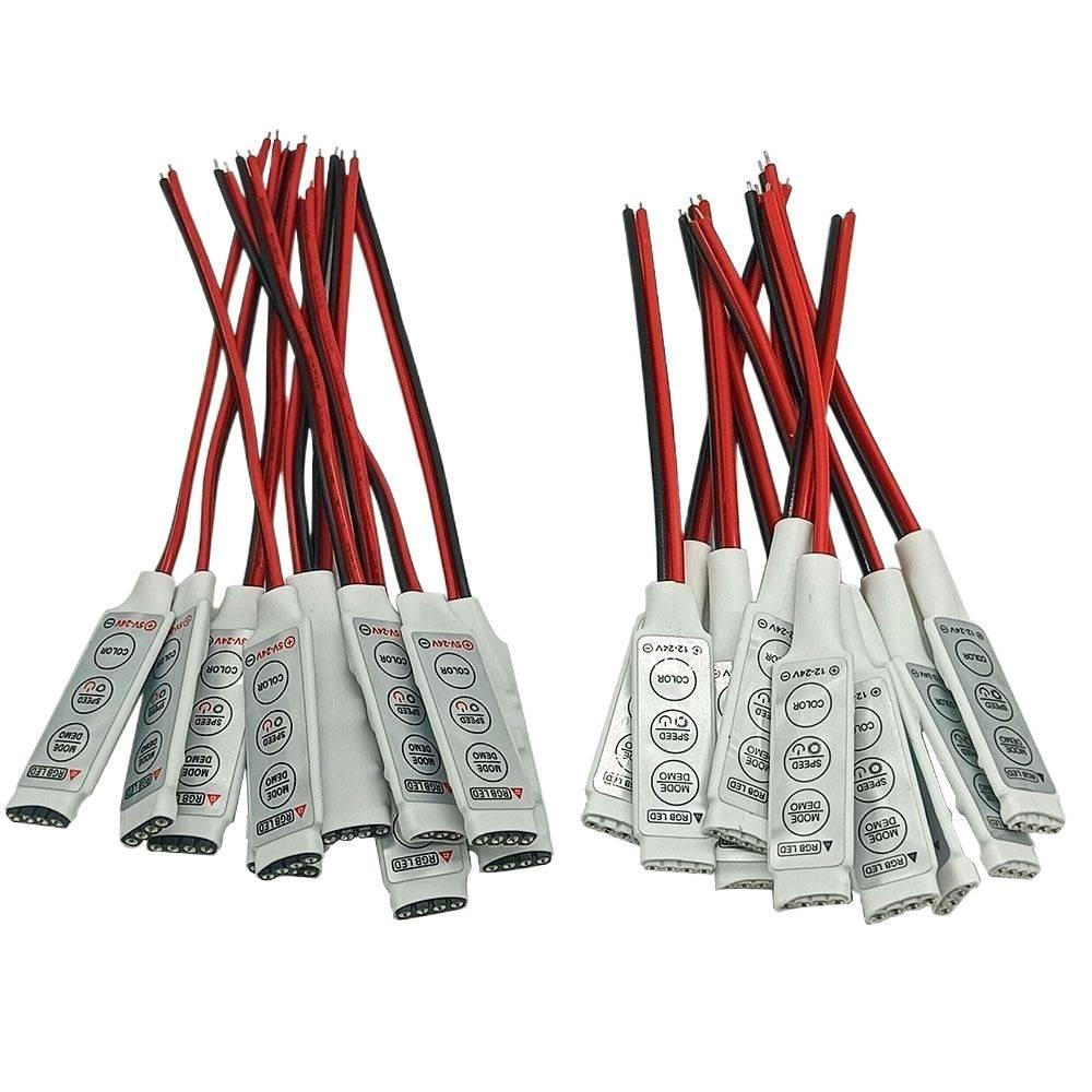 Mini 3 ปุ่ม RGB สีสันแขวน Controller 4P หญิงแถวสีแดงสีดํา Parallel Line DC5V-24V