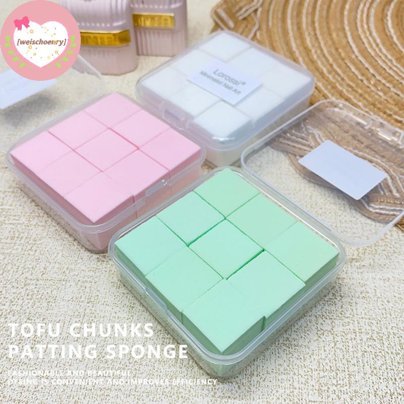 WW 2 ซม./0.79in Soft Nail Art ฟองน้ํา 9 ชิ้น/กล่องเล็บ Stamper Gradient Effect ภาพวาดเจล Halo ย้อมเค