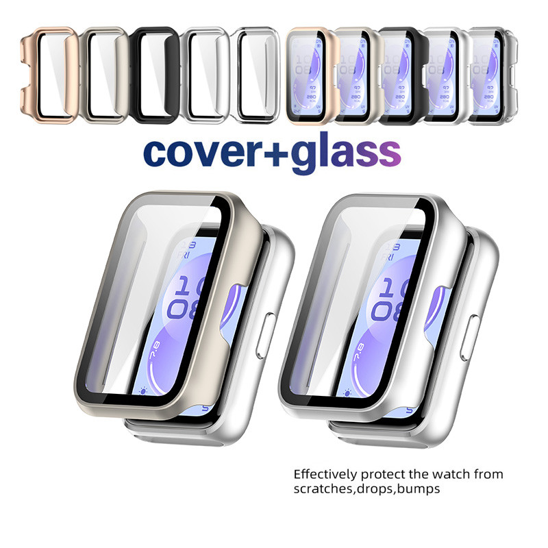 2in1 ออกแบบ PC Case + แก้วสําหรับ Huawei Band 11 / 11 Pro ป้องกันหน้าจอ Anti-scratch ฟิล์มกันชนฝาครอบป้องกันอุปกรณ์เสริม