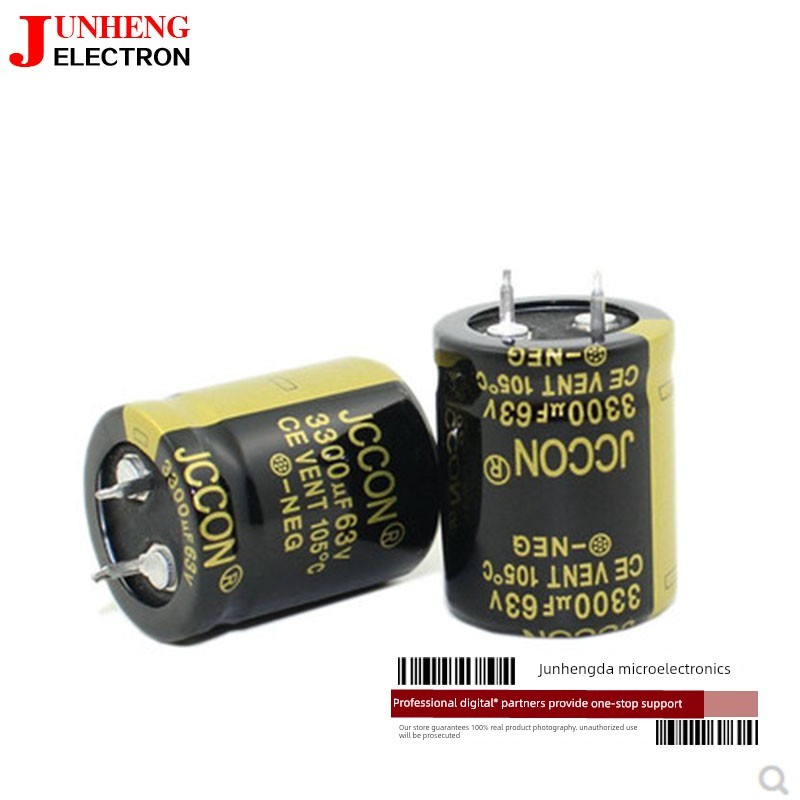 baseus anker 63v3300uf 63v JCCON สีดำทองเครื่องขยายเสียงอะแดปเตอร์ไฟฟ้าตัวเก็บประจุไฟฟ้า25x30