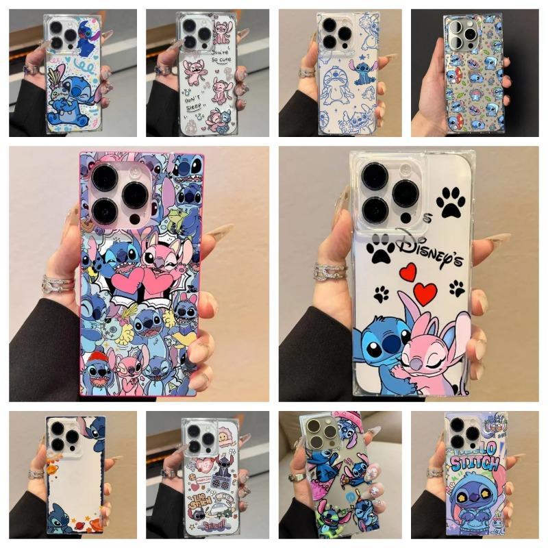 จัดส่งจากประเทศไทย! 2026 เคสโทรศัพท์ทรงสี่เหลี่ยมธีม Stitch ใหม่สำหรับ iPhone 17/16/15/14/13/12/11 PRO / PROMAX / PLUS /