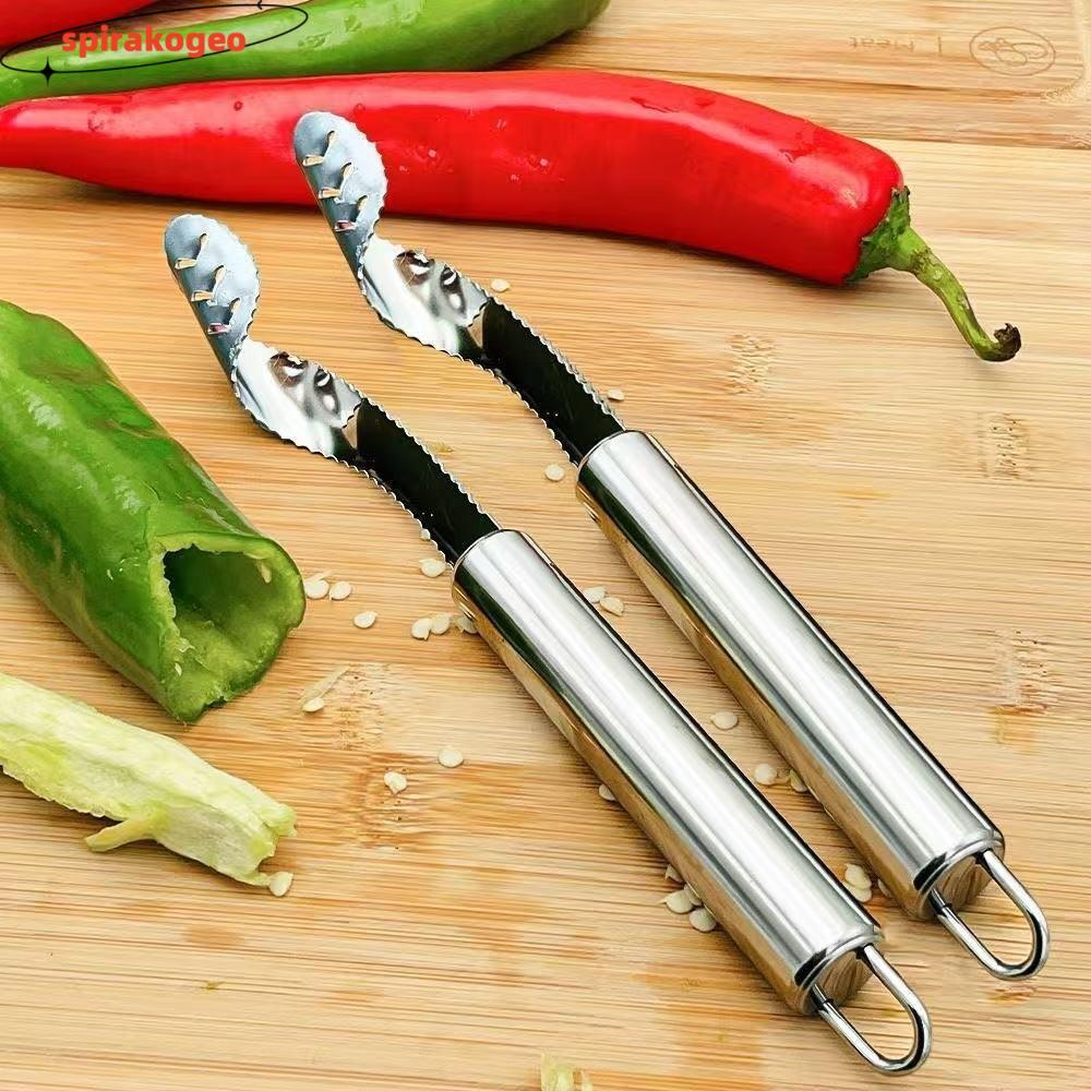 SPIRAKOGEO Jalapeno Corer Remover, การประมวลผลผักสแตนเลส Pepper Corer Remover, สะดวกมัลติฟังก์ชั่ Ef