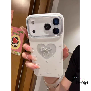 เคสไอโฟน13 16 17เคสชิมเมอร์หัวใจโบว์ป้องกันสงกรานต์ สำหรับ IPhone 17 16 12 13 15 11 14 Pro Max XR X XS 7 8 16 15 14 Plus