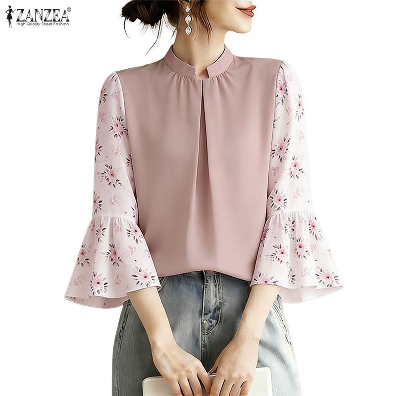 ZANZEA เสื้อเบลาส์ลายดอกไม้สำหรับปาร์ตี้ สไตล์ลำลองสำหรับผู้หญิง ราคา ถูกที่สุด ดีลบีเคเค แกลเลอรีภาพที่ 6