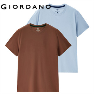 GIORDANO Men 2-Pack Solid Color Short Sleeve Cotton Tee 18023211