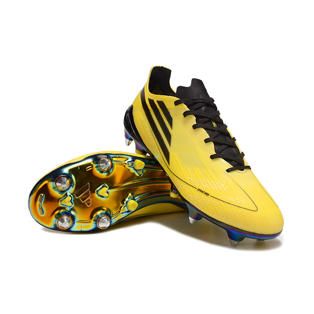 รองเท้าฟุตบอล F50 Elite SG สีเหลือง ออกแบบเพื่อกันน้ําและกันลื่น พร้อมความทนทานสูง