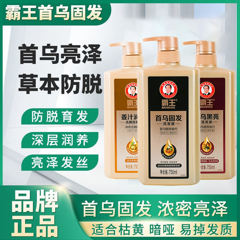 Popular~Ba Wang Shou Wu Black Shine Hair Strengthening Shampoo, Ginger Juice Nourishing Anti-Dandruf
