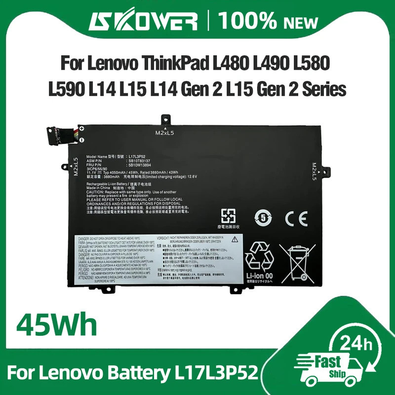 แบตเตอรี่แล็ปท็อป 11.1V 01AV463 L17L3P52 สำหรับ Lenovo ThinkPad L14 L15 Gen 2 L480 L490 L580 L590 L1