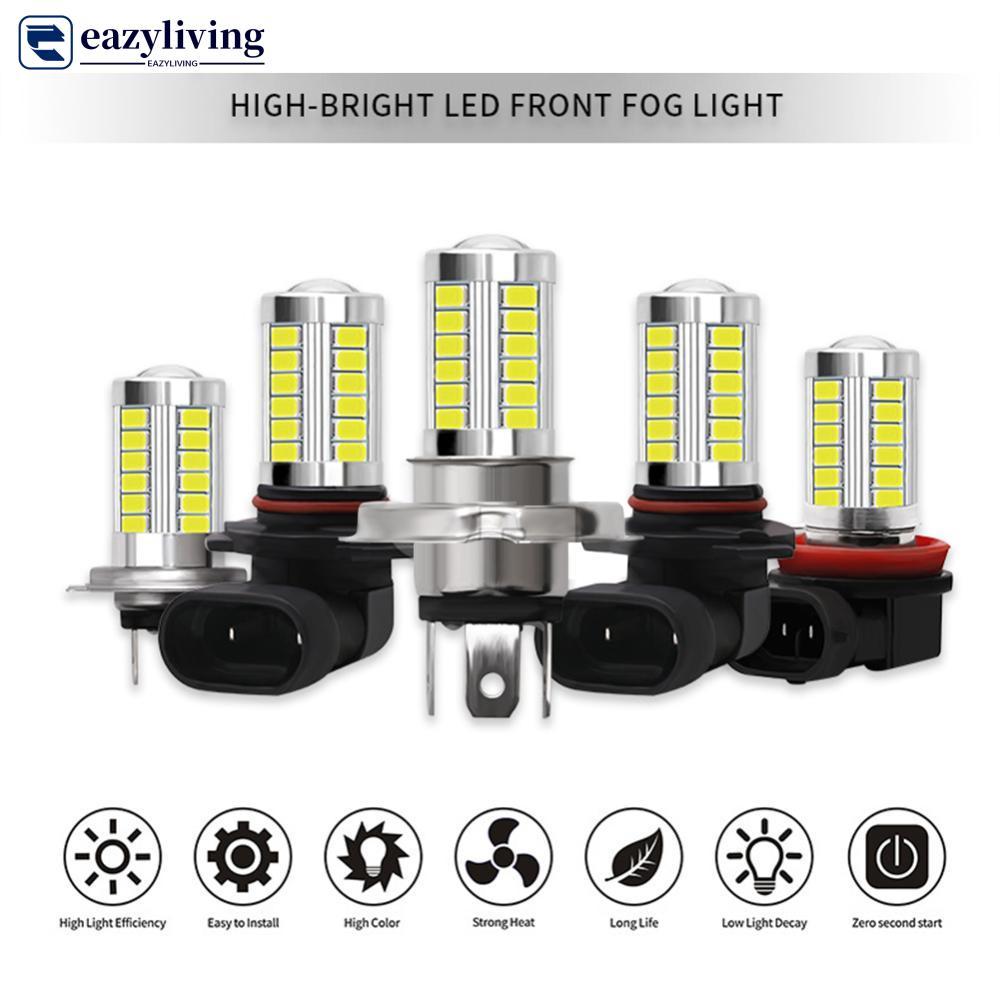 EAZYLIVING 1 PC H4/H7/9005/9006 33SMD LED ไฟหน้ารถหลอดไฟวิ่งกลางวันสีขาวรถจักรยานยนต์หมอกโคมไฟ V2Y9