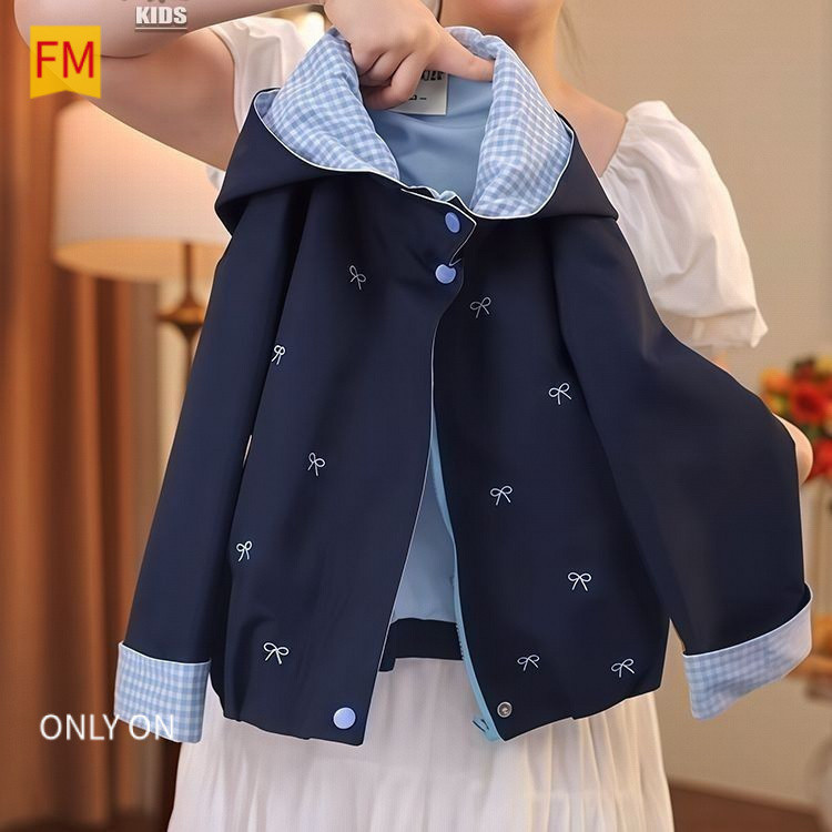 110-170 แจ็คเก็ตสไตล์ใหม่สำหรับเด็กหญิงโต ฤดูใบไม้ร่วงและฤดูหนาว พร้อมซิป ทำจากผ้าคุณภาพสูงเสื้อผ้าเด็กผู้หญิง เสื้อผ้าเด็กผู้หญิงโต