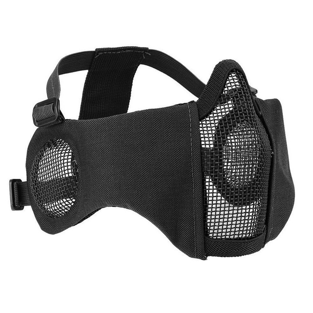 Sinairsoft ขี่จักรยานกลางแจ้งปรับ Breathable หน้ากากครึ่งหน้า V14 ครึ่งหน้าลวดเหล็กปากและกากป้องกันหู
