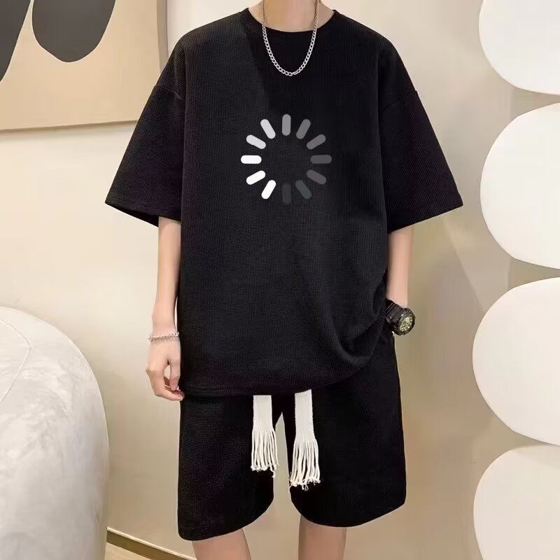 COD2026 ชุดกีฬาผู้ชายฤดูร้อนแขนสั้นเสื้อยืดเสื้อบาสเก็ตบอลกางเกงขาสั้นลําลองชุดเวอร์ชั่นเกาหลีอินเทร